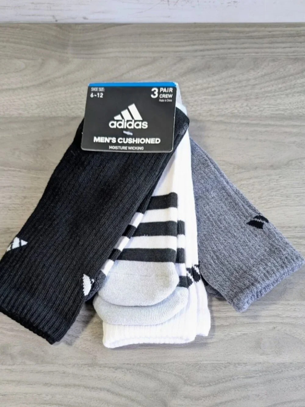 Adidas Crew Socks Cushioned Stretch Men Large 6-12